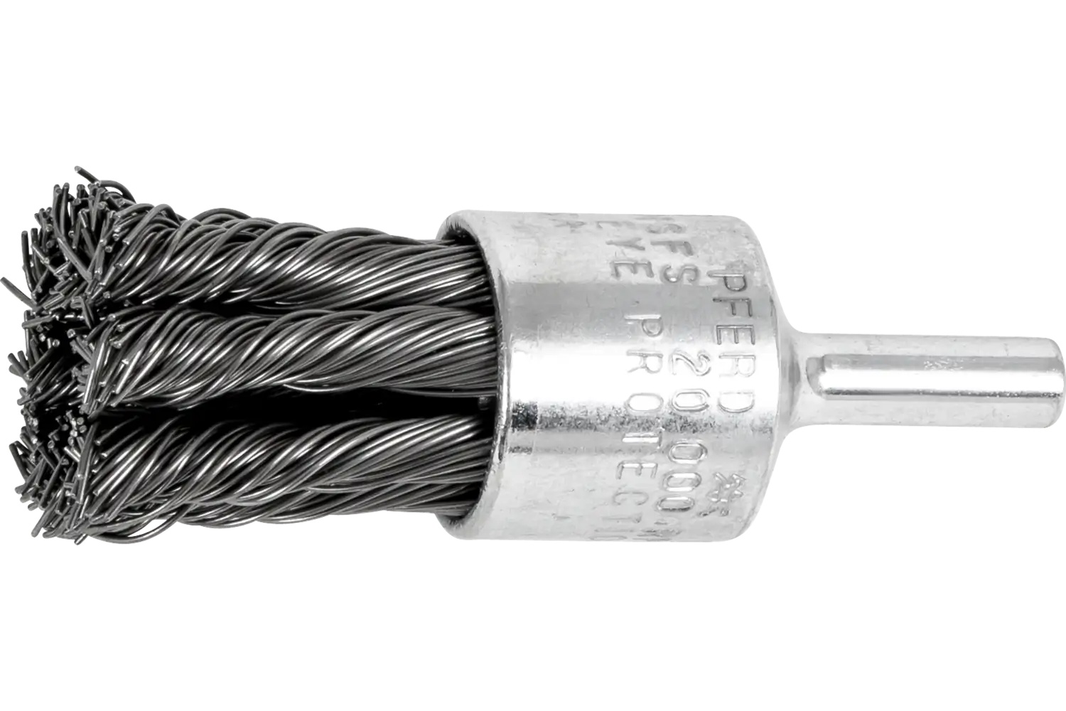 Picture of Pferd Knot Wire End Brush 3/4" Dia. Straight Cup .020 Carbon Steel 1/4" Shank